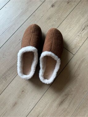 Men's Brown Slip-On Wool Loafers with White Sherpa Lining